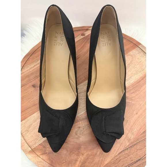 Naturalizer Black Suede Bow Pointed Toe Heels Women Size 8.5M Dress Shoes - Picture 6 of 9